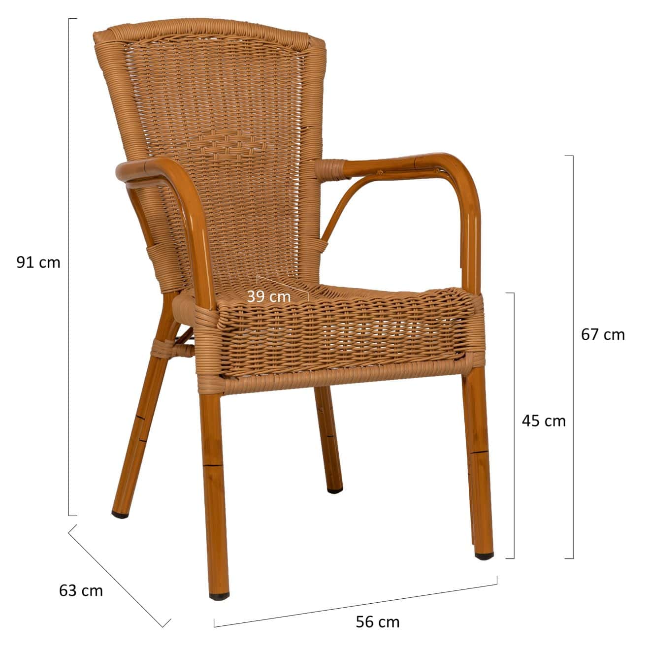96902482 Santa Fe Terrasstoel Classic Naturel Afmetingenhr