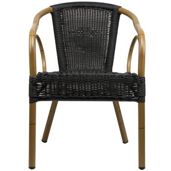 96906728 Terrasstoel Costa Bamboo Zwart Rond 2hr