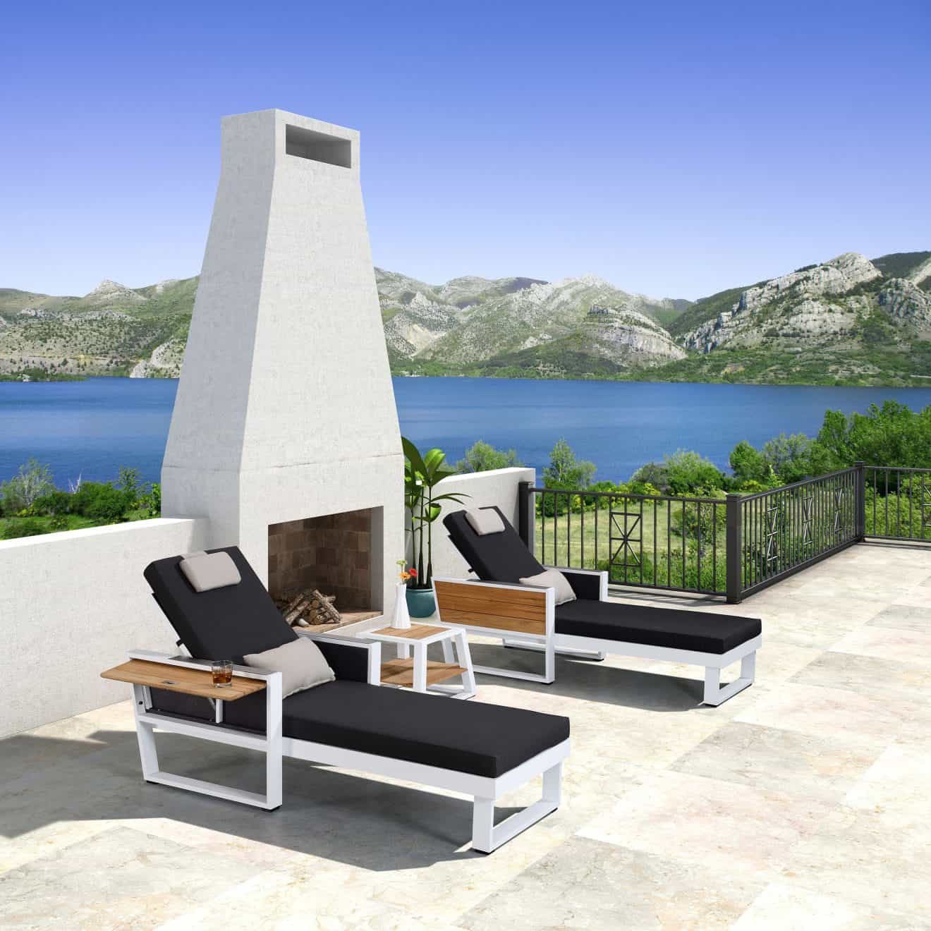 95401760 York Sunlounger Set Black 3hr