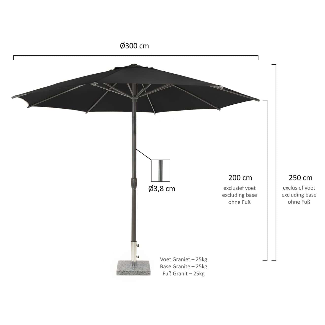 96926160 Parasol Pisa Ecru 300 Afmeting