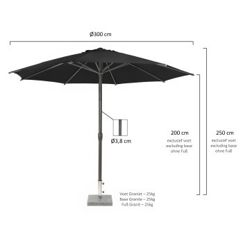 96926160 Parasol Pisa Ecru 300 Afmeting