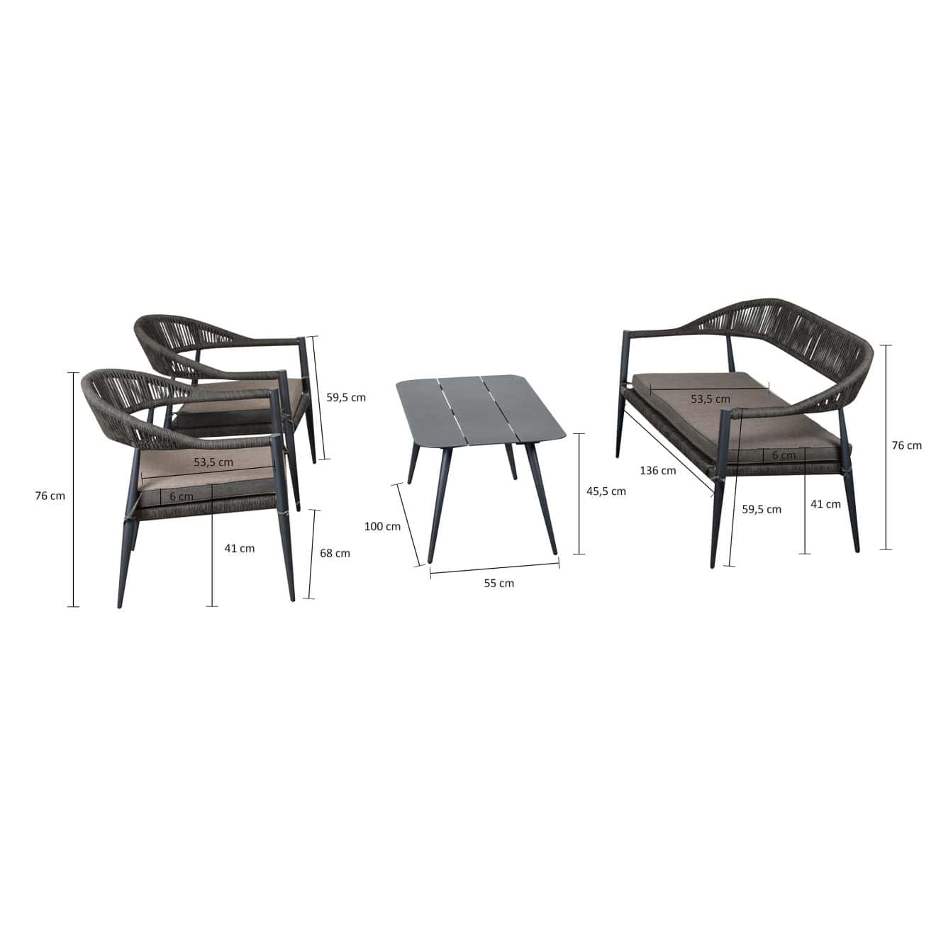 96910310 Jonah Loungeset Antraciet Afmeting