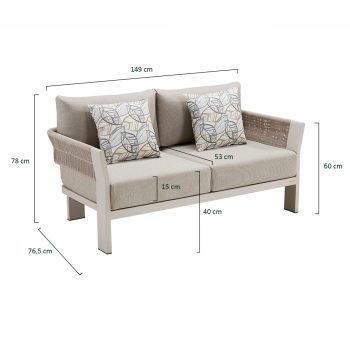 95420460 Borromeo Taupe Bank Afmeting