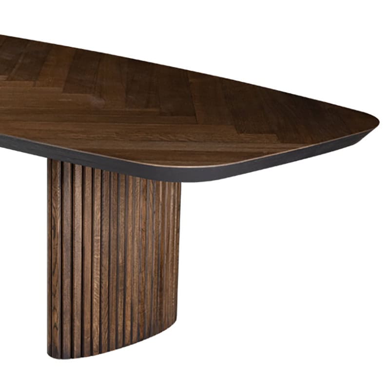 Eettafel Mink Fishbone Lattuh Oval Oak Deer Brown Frontside 2