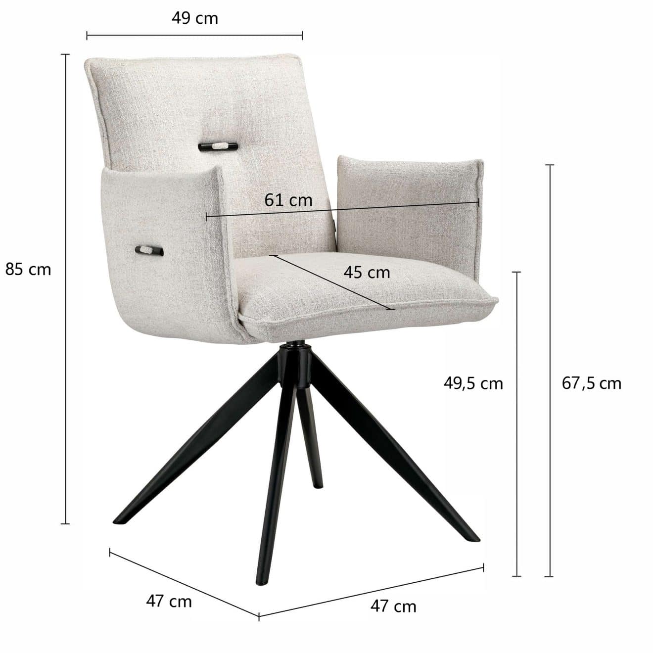 96117850 Peggy Armstoel Naturel Afmeting