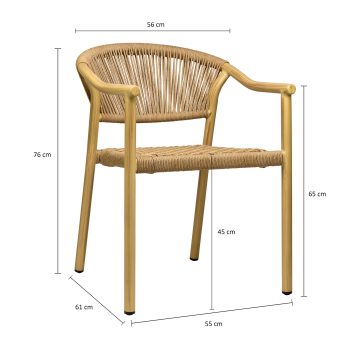 96915190 Jaxon Terrasstoel Naturel Naturel Afmeting