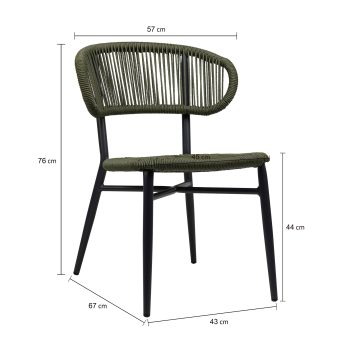 96915250 Terrasstoel Jorden Charcoal Green Afmeting