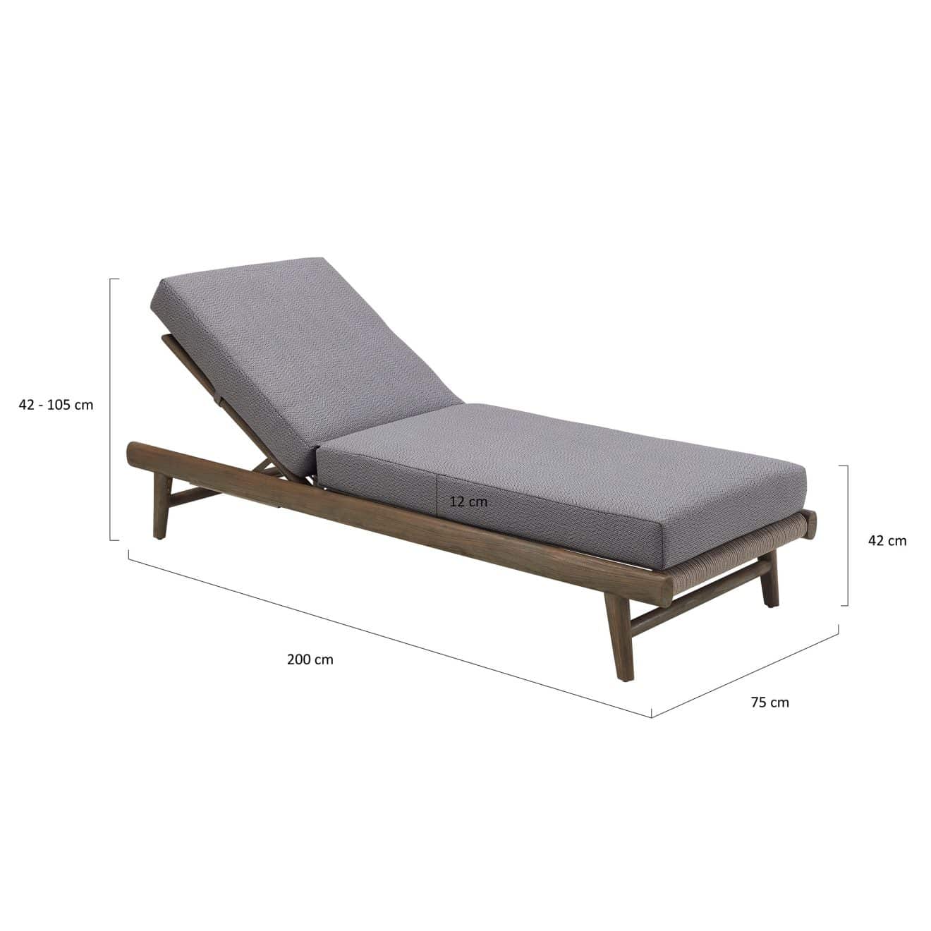 95420190 Leo Sunlounge Bruin Afmeting