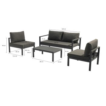 96914910 Loungeset Hakala Antraciet Afmeting
