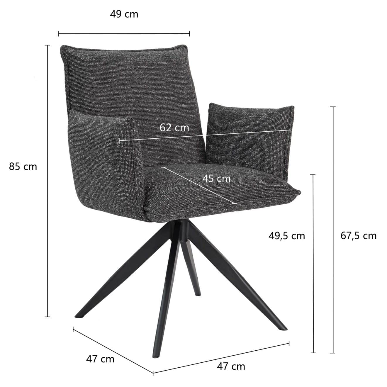 96124260 Nella Armstoel Antraciet Afmeting
