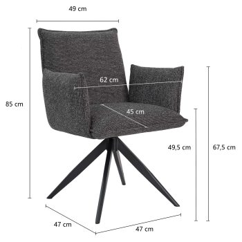96124260 Nella Armstoel Antraciet Afmeting