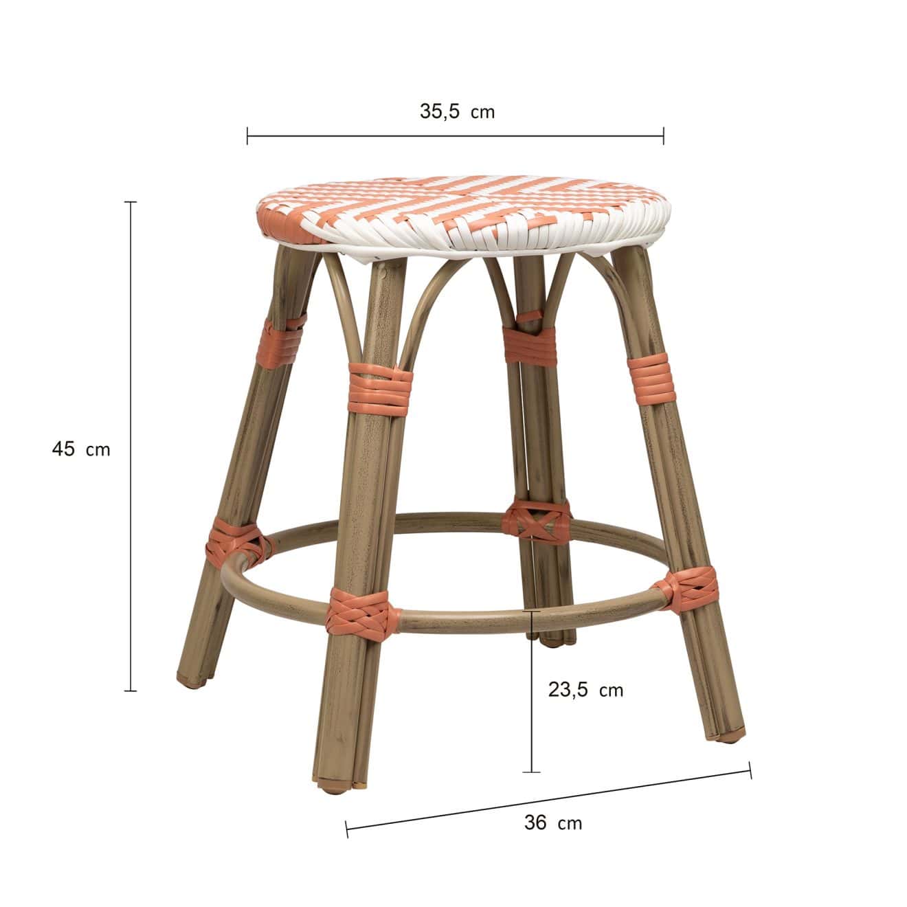 96915980 Hocker Todd Roze Wit Afmeting
