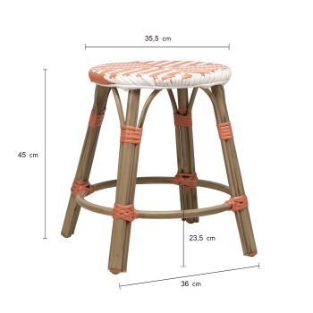 96915980 Hocker Todd Roze Wit Afmeting