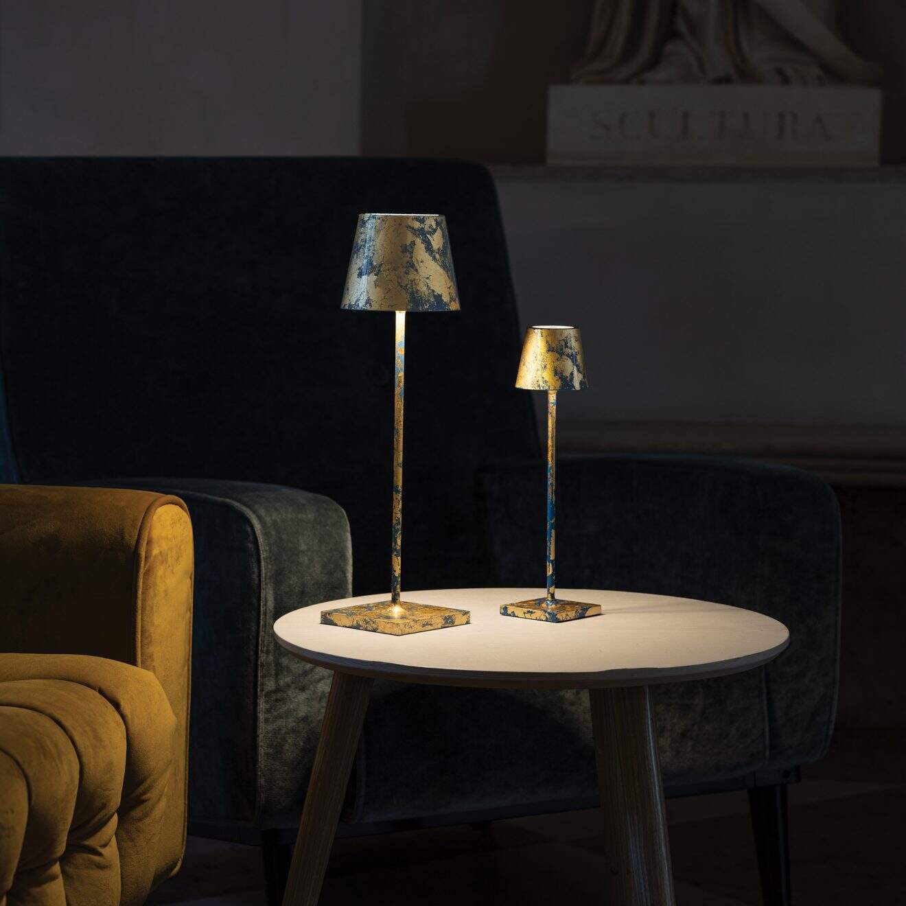 97114610 Tafellamp Poldina Micro Goud Blauw 3hr