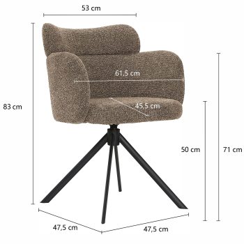 96124450 Classicon Stoel Bruin Afmeting