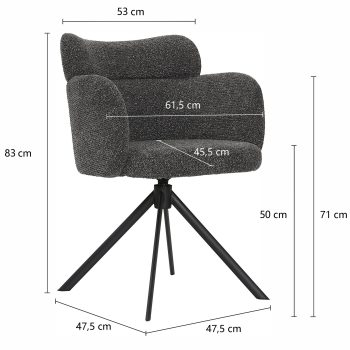 96124460 Classicon Stoel Antraciet Afmeting