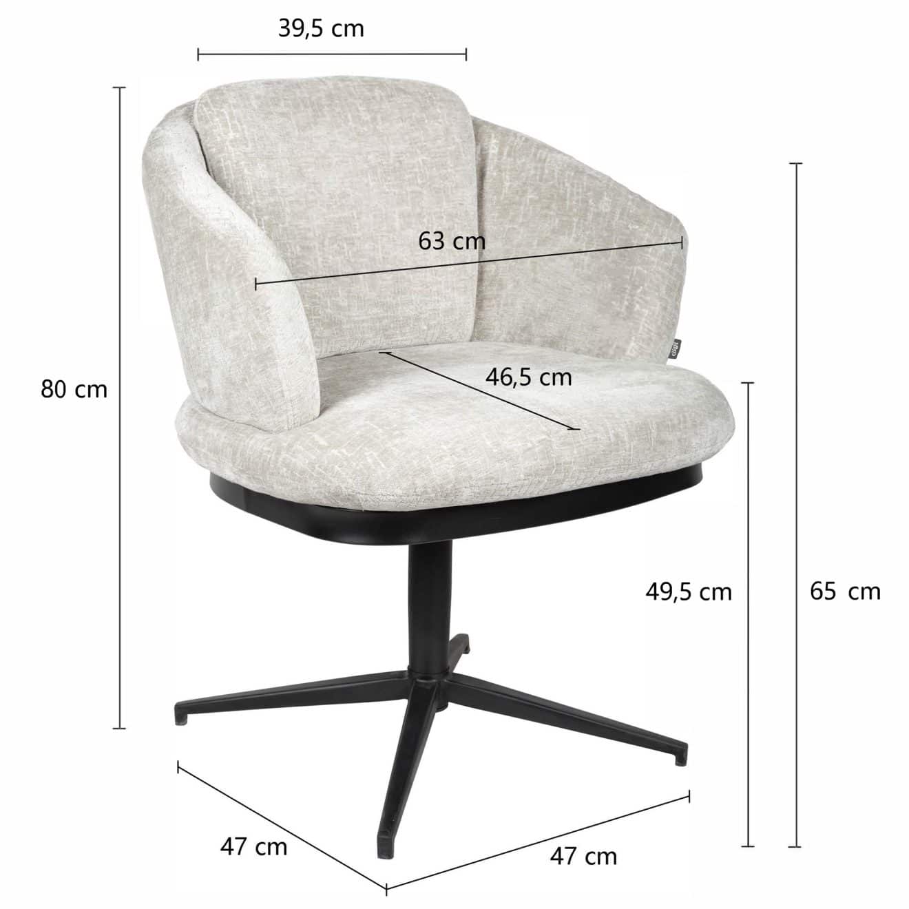 96125510 Sierra Armstoel Swivel Pearl Afmeting