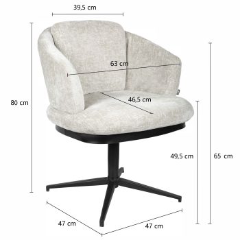 96125510 Sierra Armstoel Swivel Pearl Afmeting