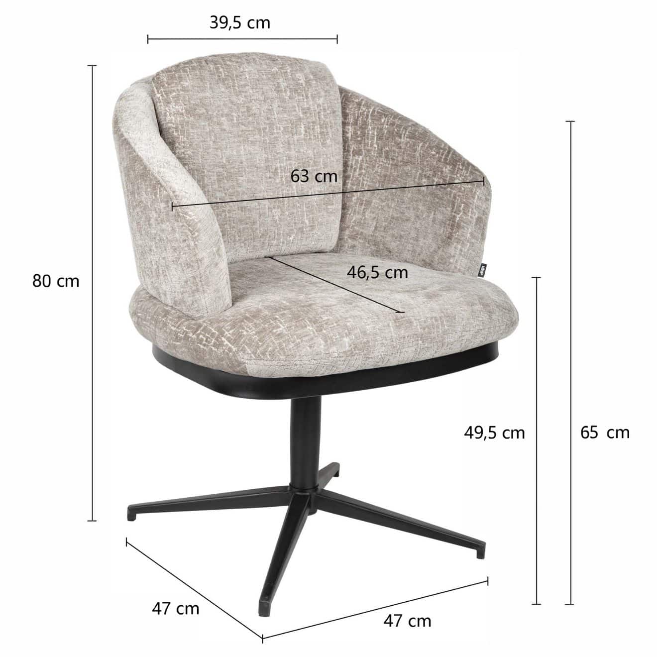 96125600 Sierra Armstoel Swivel Shitake Afmeting