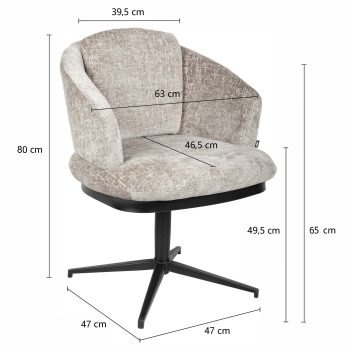 96125600 Sierra Armstoel Swivel Shitake Afmeting