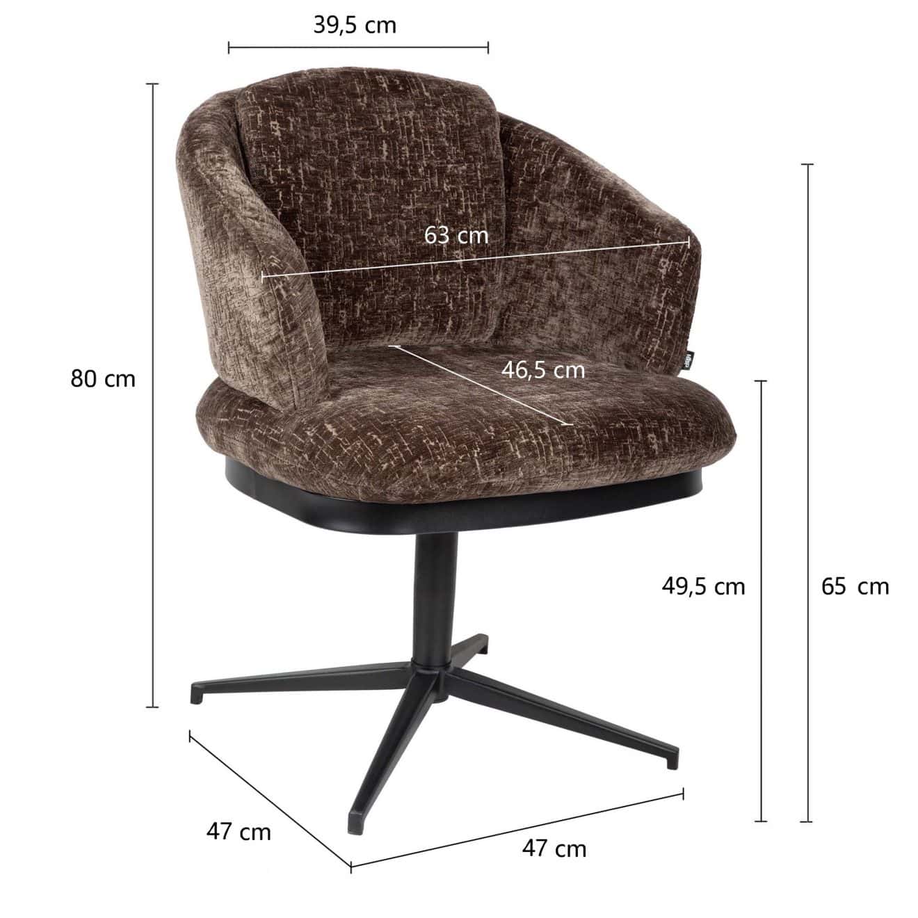 96125610 Sierra Armstoel Swivel Brown Afmeting