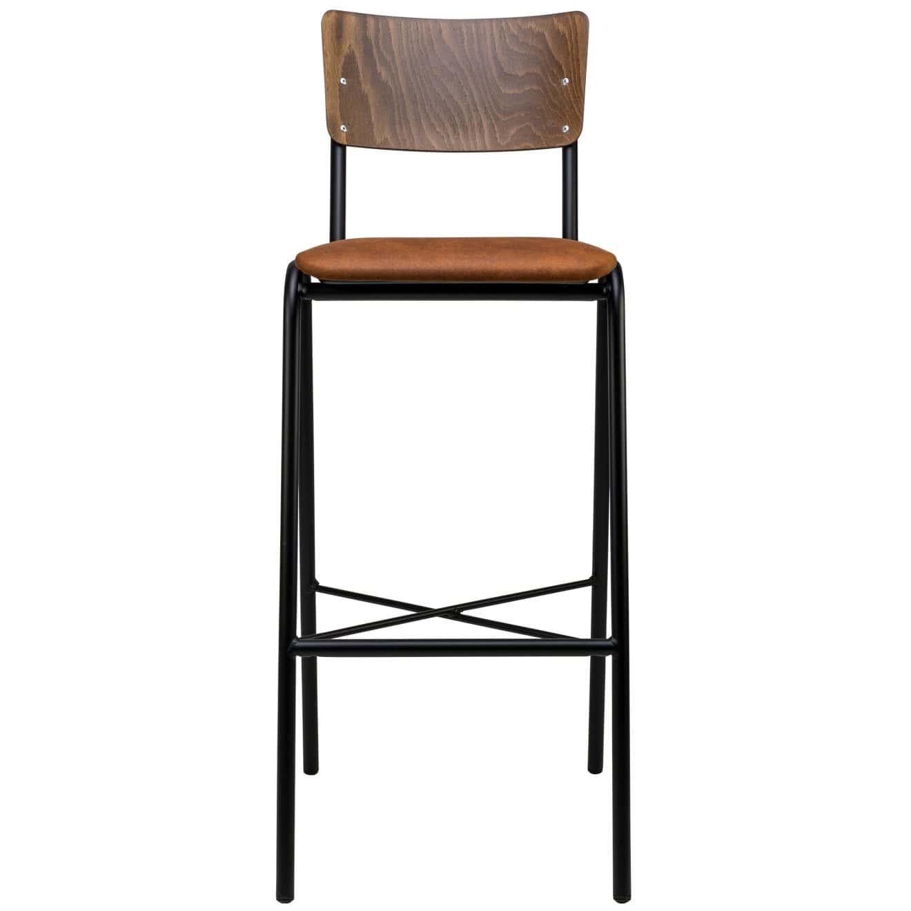 96206380 Skool Barkruk Cognac Hout 2hr