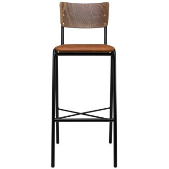 96206380 Skool Barkruk Cognac Hout 2hr