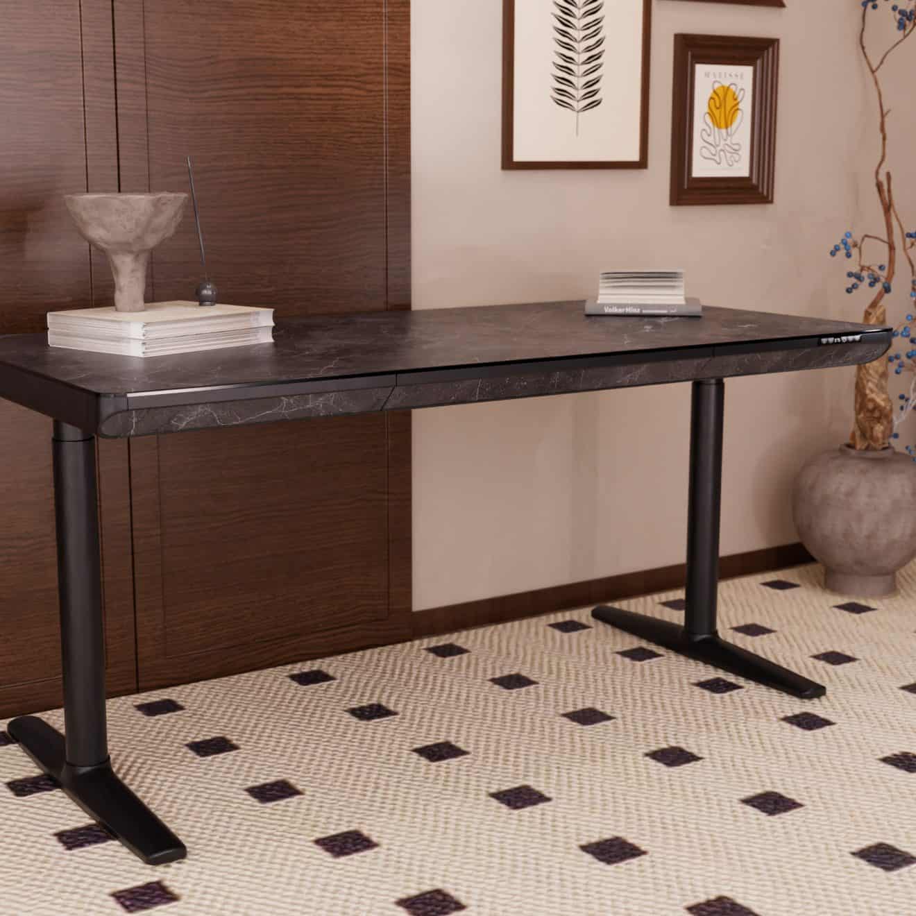 96412630 Vero Verstelbaar Bureau 160x80 Marmer Zwart 5hr