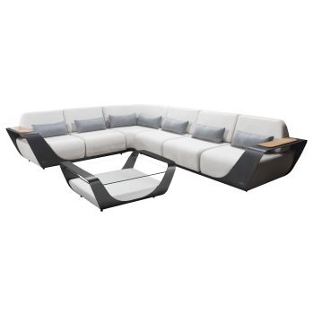 9540420 Onda Hoeklounge Zwart Wit 1hr