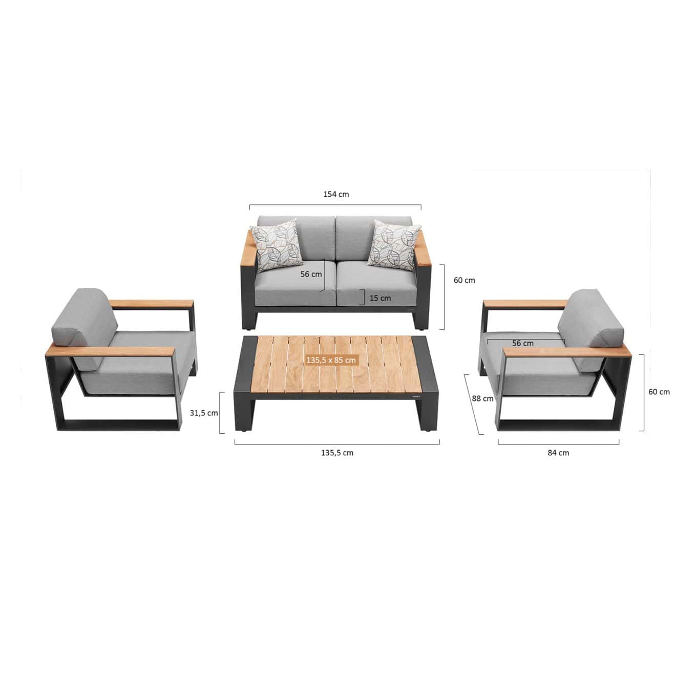 95420590 Cambusa Loungeset Afmeting