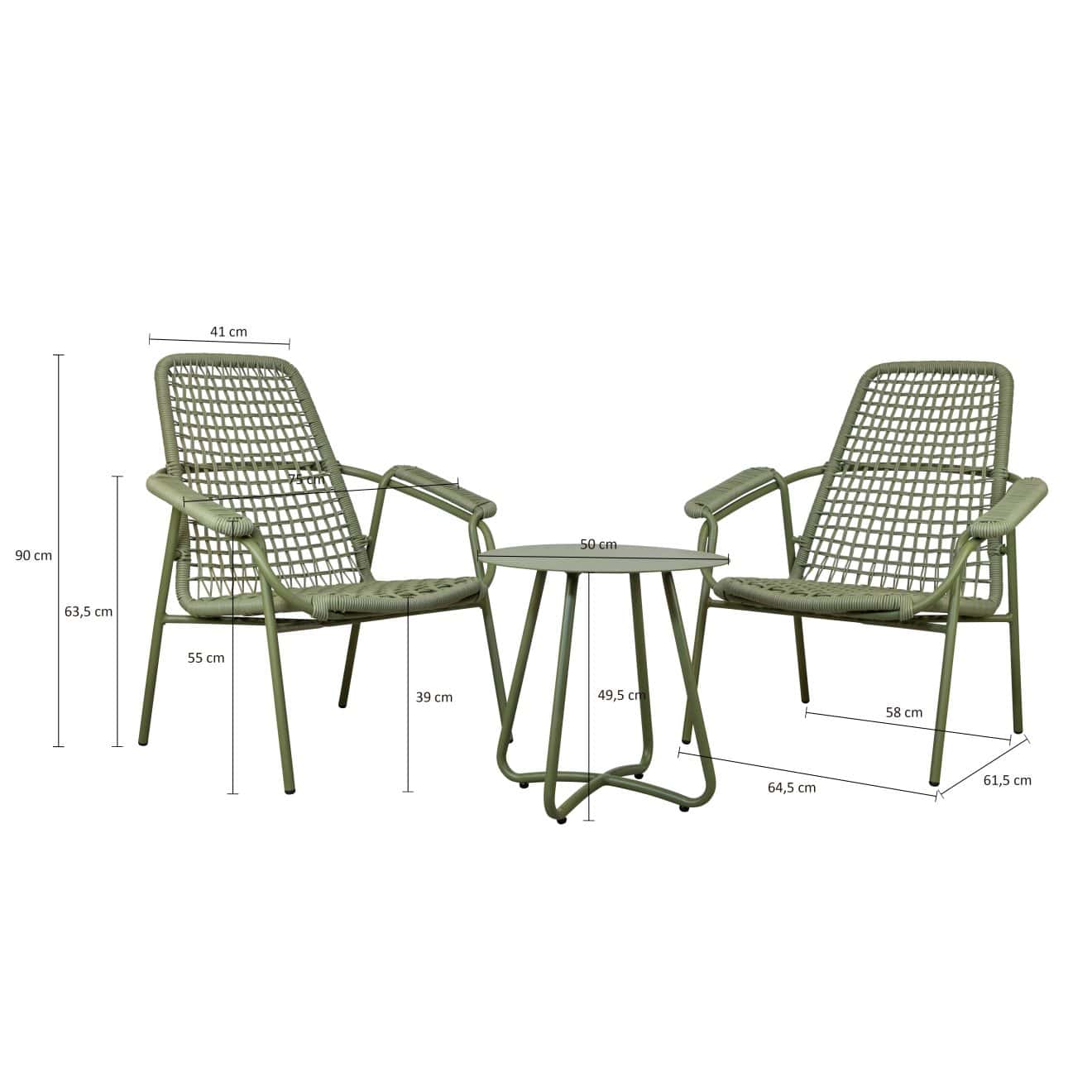 96919630 Lounge Sunny Groen Afmeting