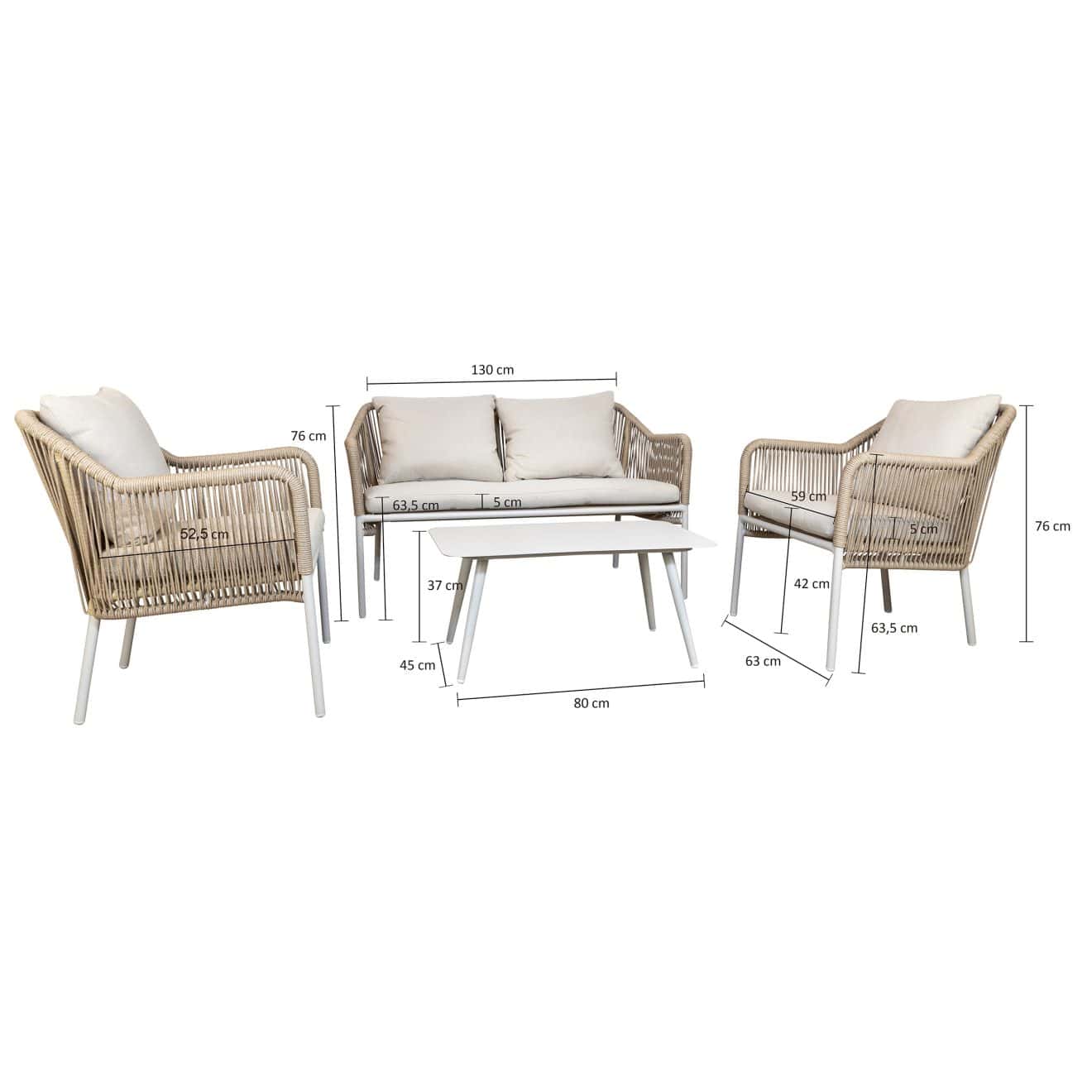 96919680 Baleric Loungeset Naturel Afmeting