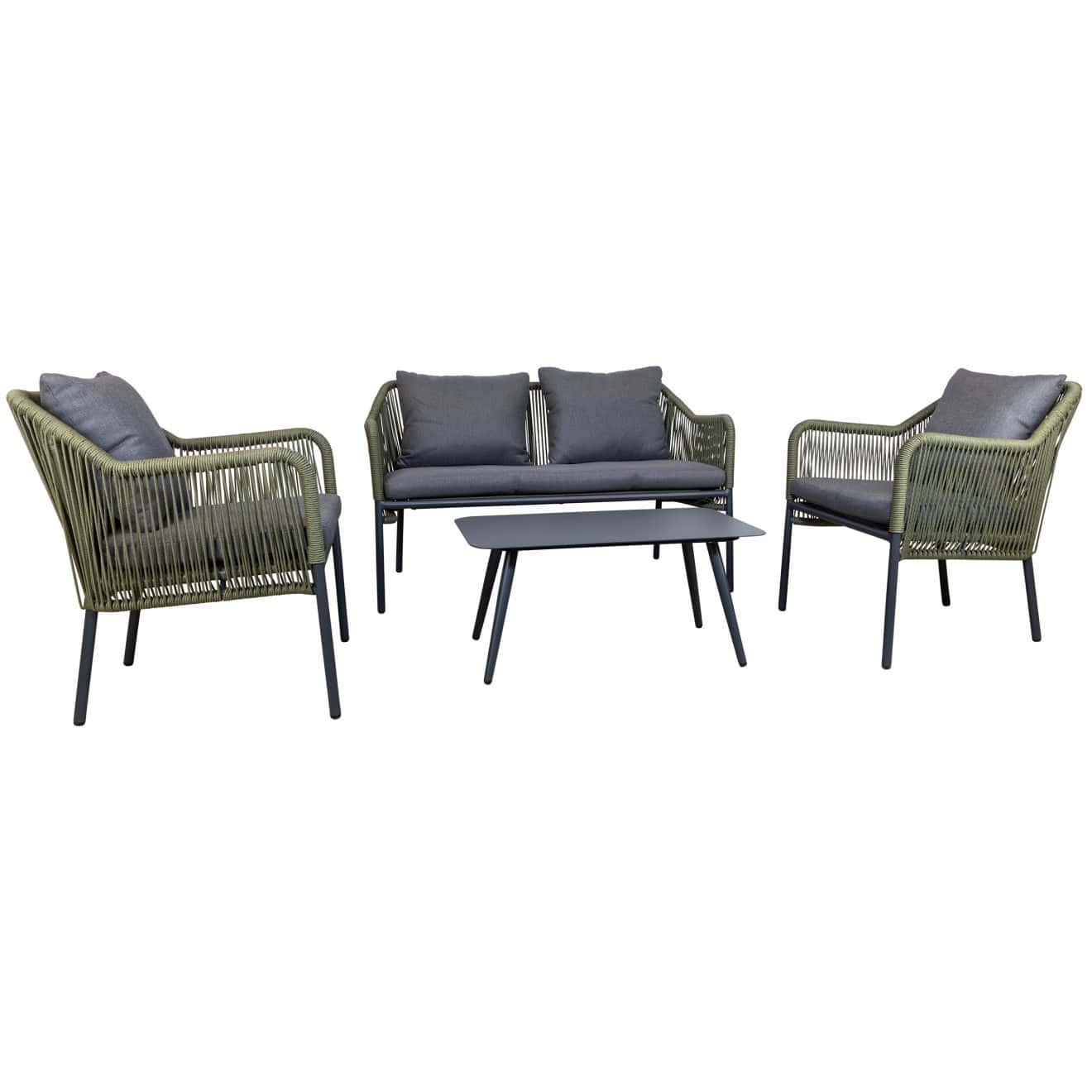 96919700 Baleric Loungeset Charcoal Groen 1hr