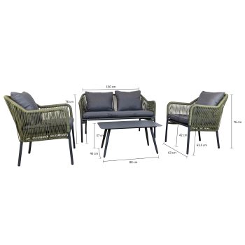 96919700 Baleric Loungeset Groen Afmeting