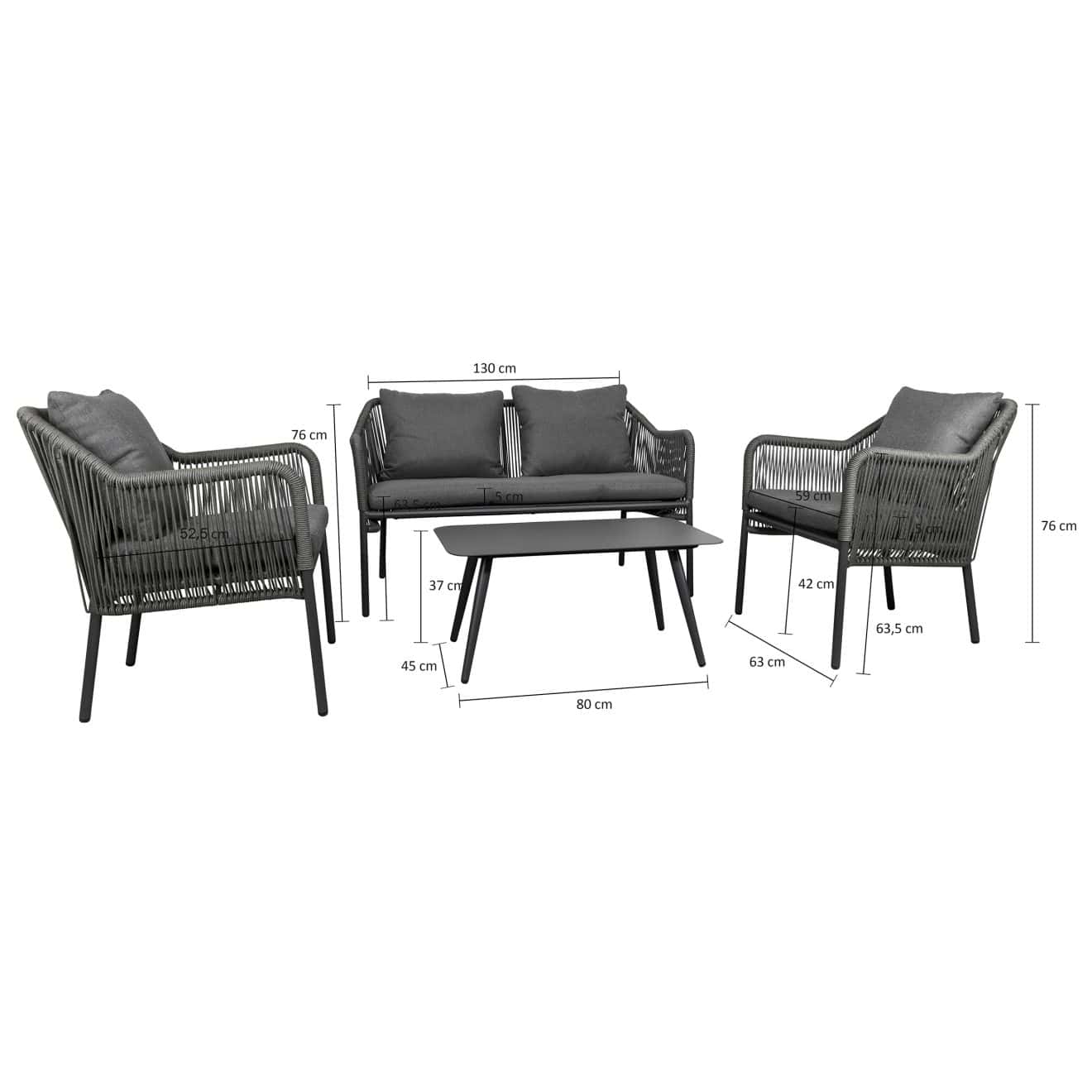 96919710 Baleric Loungeset Grijs Afmeting