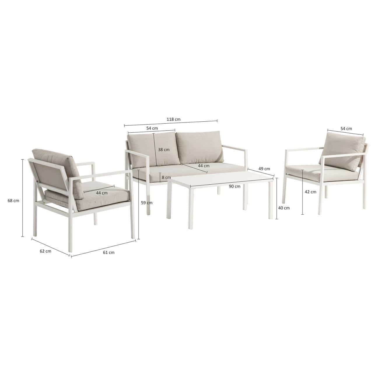 96914870 Loungeset Phoenix Beige Afmeting