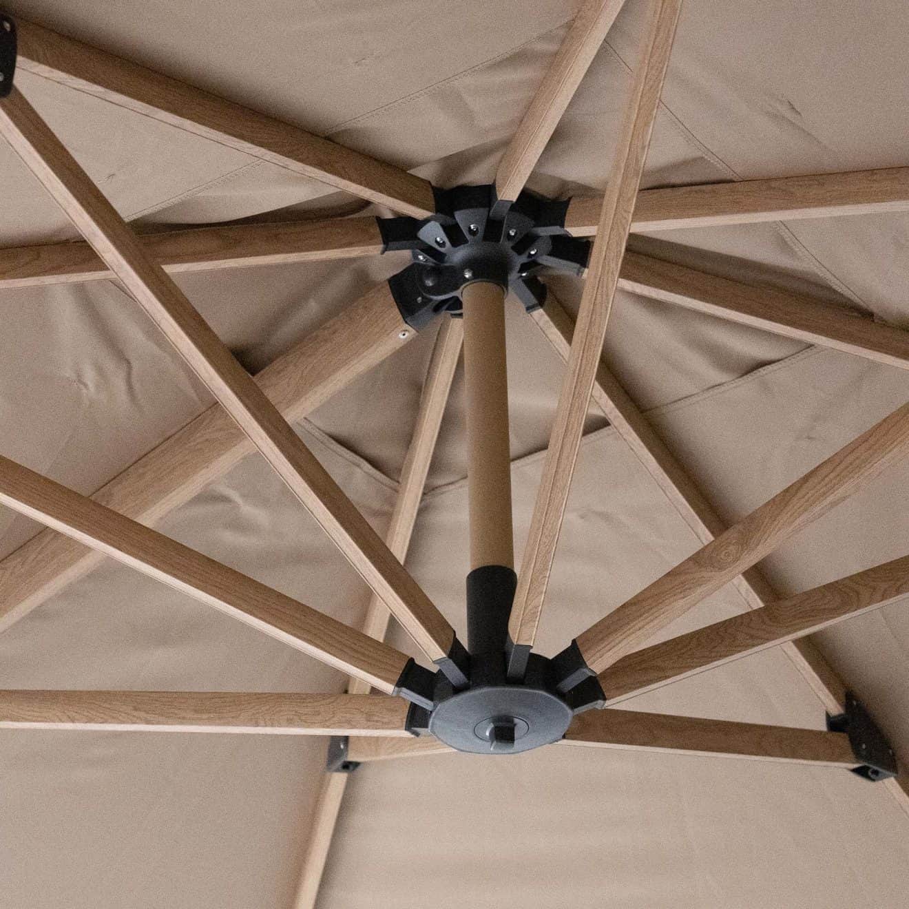 Eifel Parasol - 300x300cm - Taupe/Wood Look | Kaja