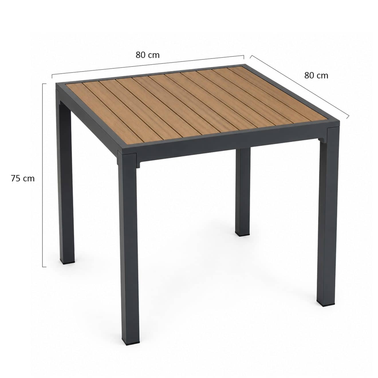 96920810 Marlon Tafel 80x80 Zwart Woodlook Afmeting