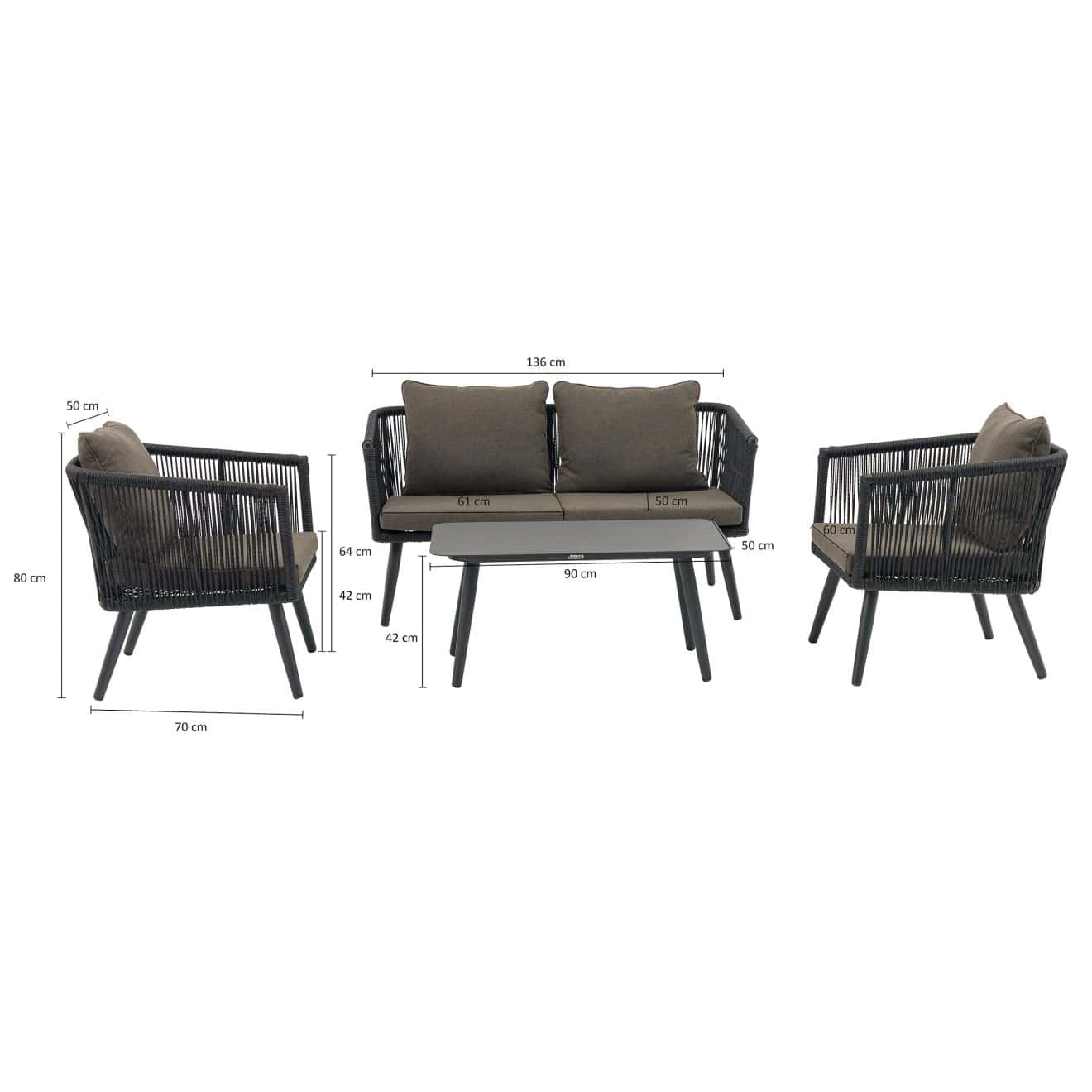 96914950 Loungeset Dili Antraciet Afmeting