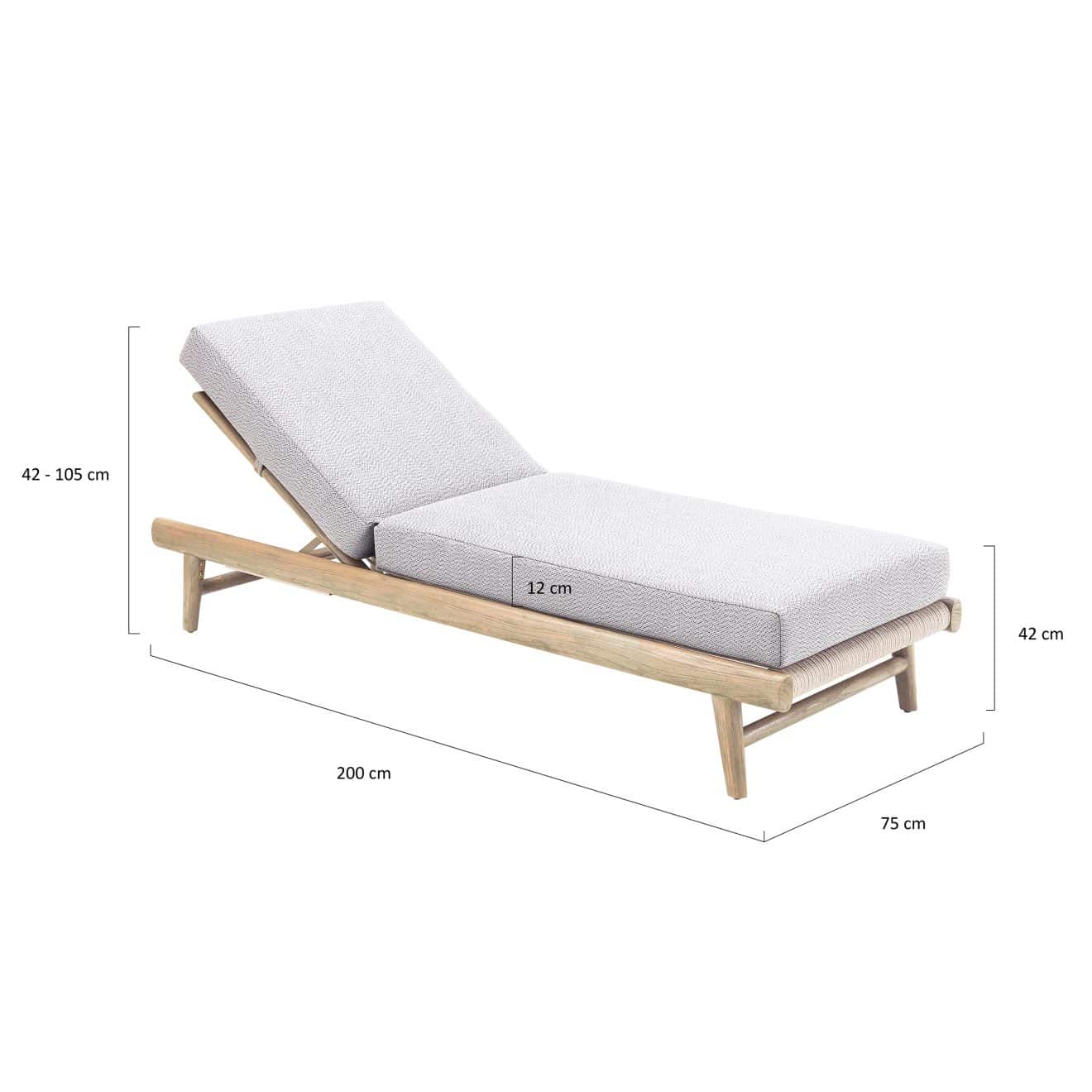 95421470 Sunlounger Leo Taupe Afmeting