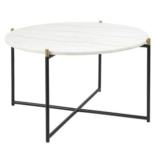 96414340 Tavolino Bijzettafel ø70xh40cm Marmer Wit 1hr