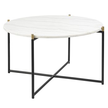 96414340 Tavolino Bijzettafel ø70xh40cm Marmer Wit 1hr