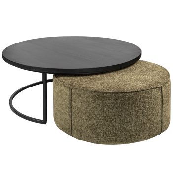 Salontafel XavierØ110xh40 Oak Black Sky+hayes H35Ø80 Rafael09hr