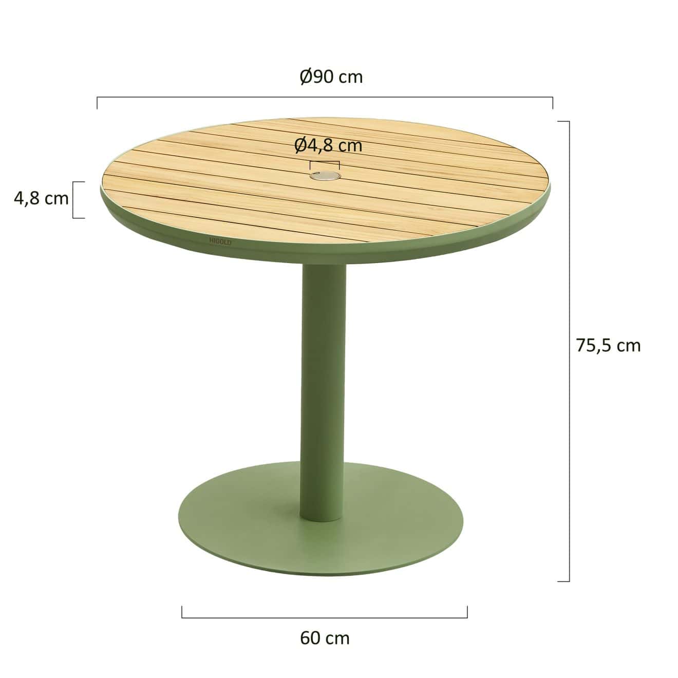 95417300 Bali Terrastafel Groen Afmeting