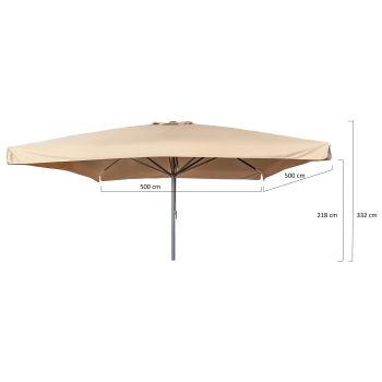 96920680 Parasol Karin2.0 500x500 Ecru Antraciet Afmetingenhr