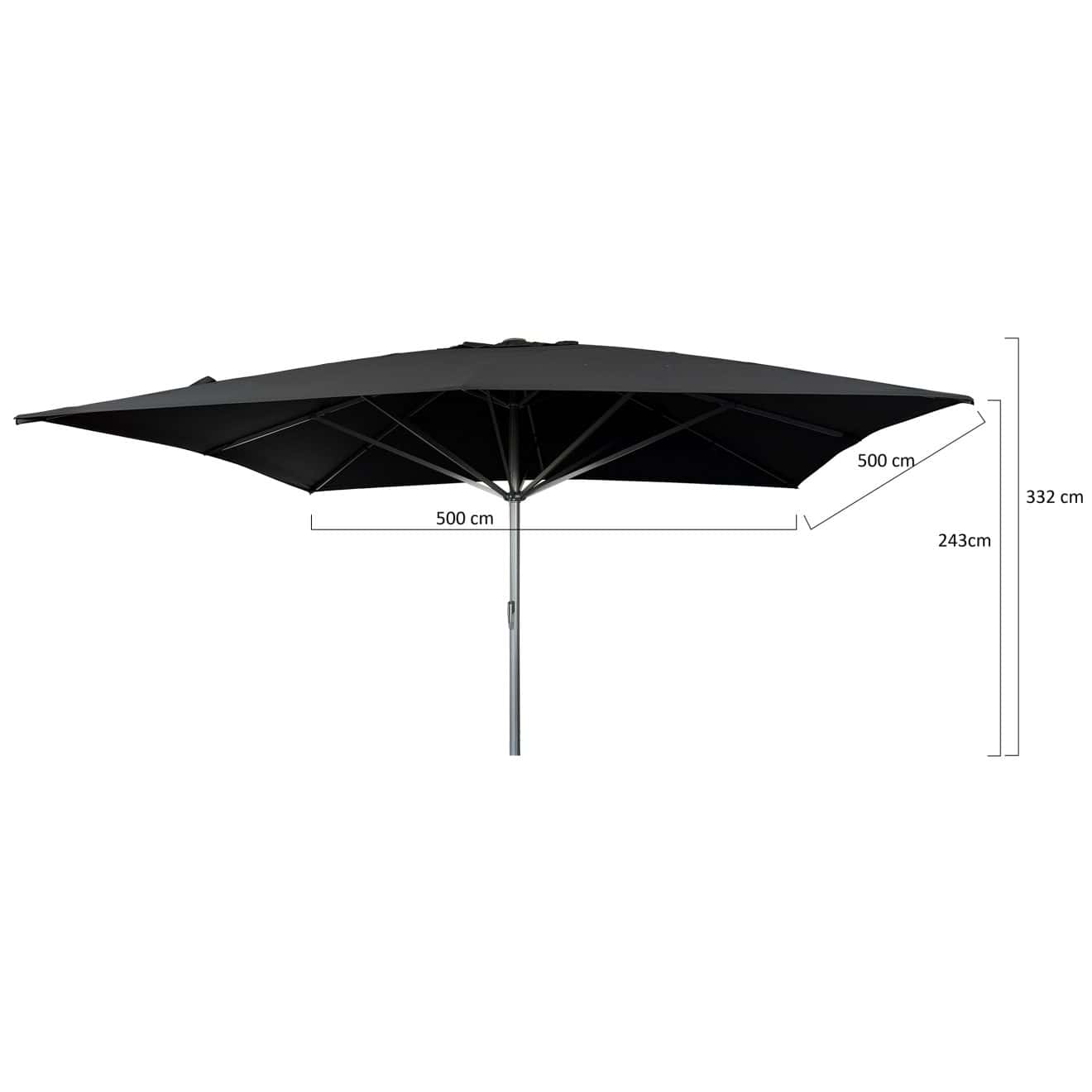 96920730 Parasol Liva2.0 500x500 Zwart Antraciet Afmetingenhr