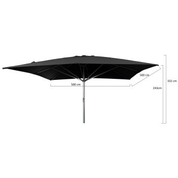 96920730 Parasol Liva2.0 500x500 Zwart Antraciet Afmetingenhr