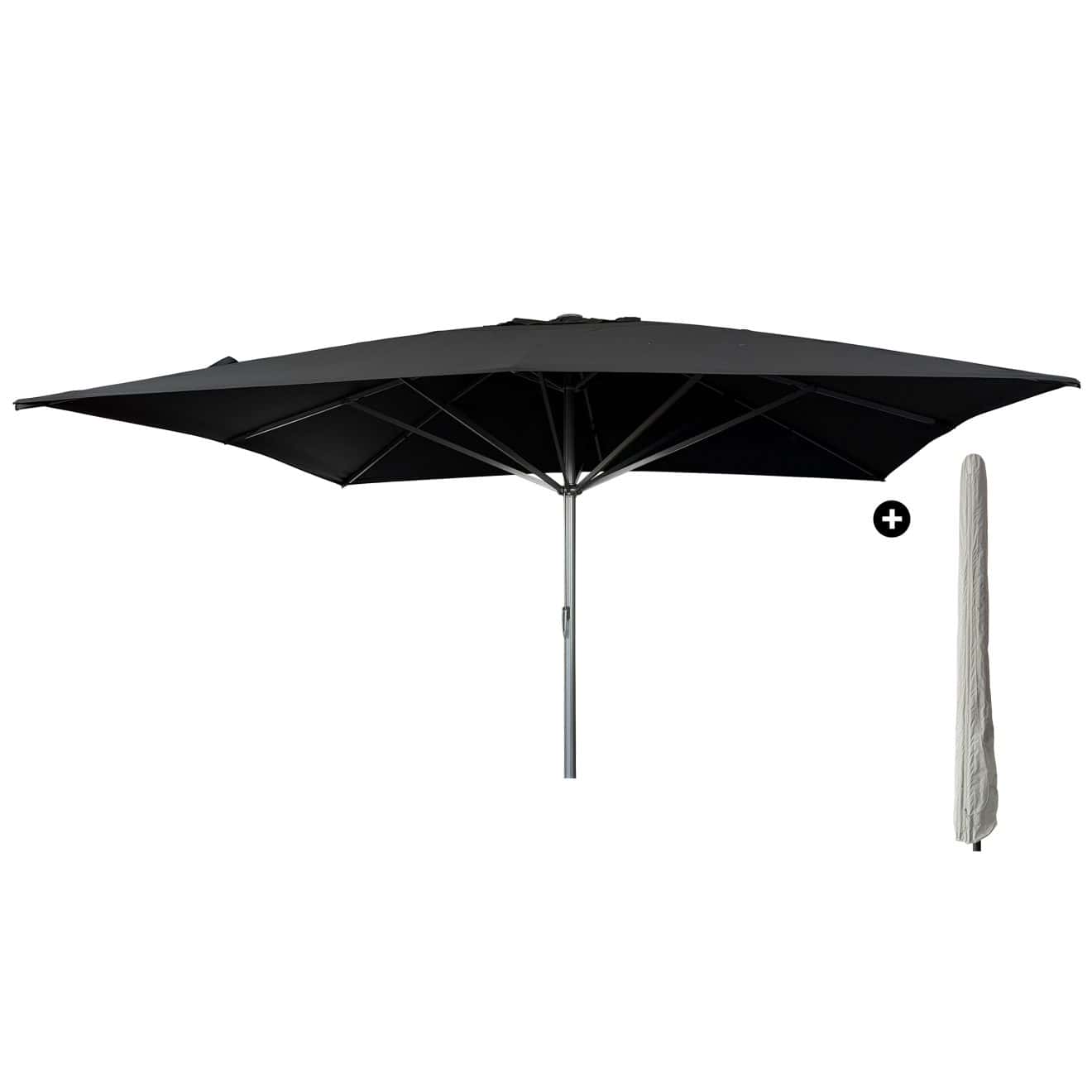 96920730 Parasol Liva2.0 500x500 Zwart Antraciet Incl.hoeshr