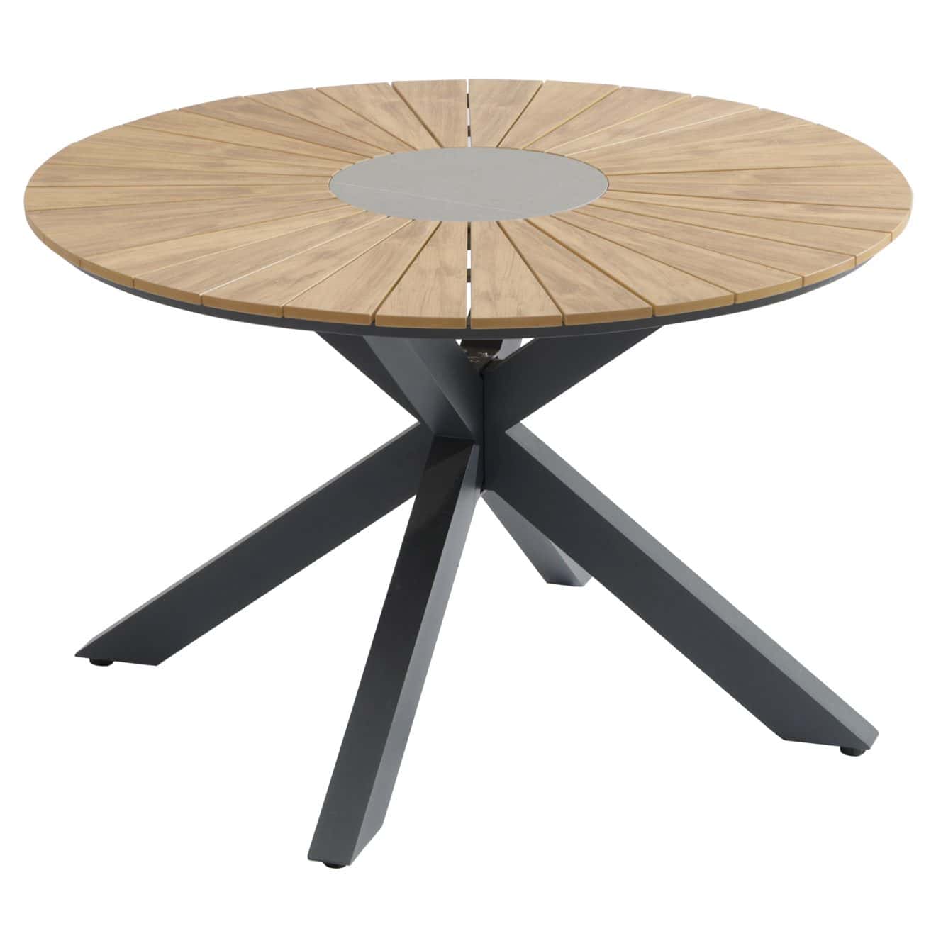 96921340 Dion Terrastafel R120cm Antraciet Woodlook 2hr