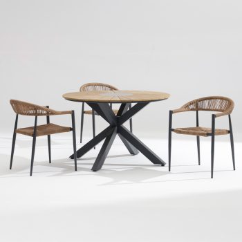 96921340 Dion Terrastafel R120cm Antraciet Woodlook 3hr